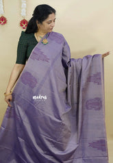 Dualshade Lavender  - Ahimsa - 100 count Pure mercerized silk cotton border with temple and mango border